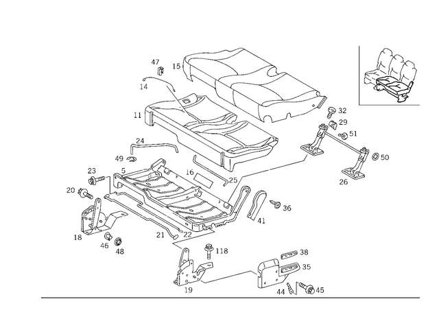 1639200950 - Rear Seat Bench: Padding for Mercedes-Benz: ML320, ML430 Image image