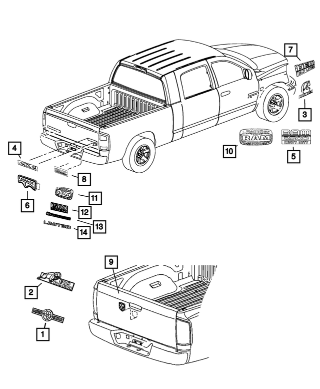 « 68150006AA – Exterior Ornamentation : Hayon Écusson, Monogramme pour Mopar Image »