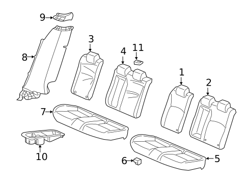 Rear Seat Components for 2019 Honda Civic #1