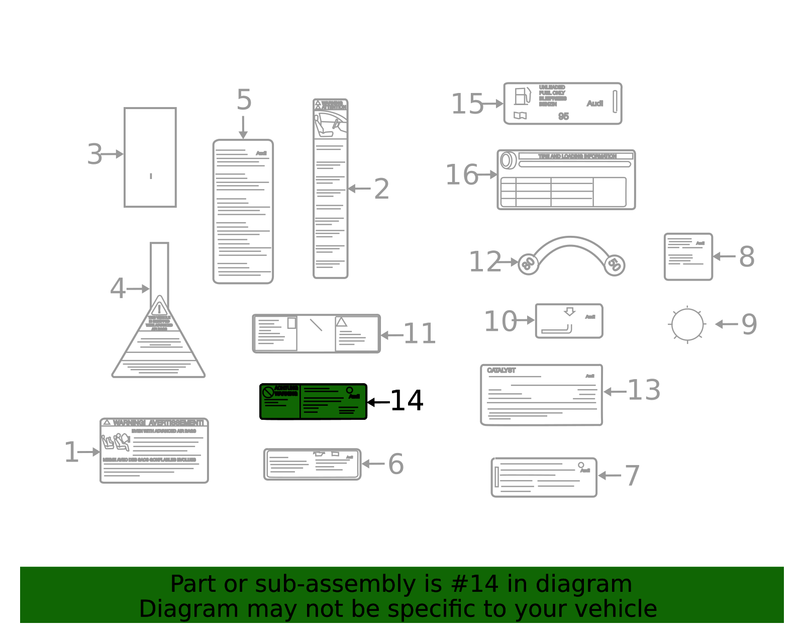 Parts R Us 4G0-010-515-R - High-Quality A/C System Information Label for 2013-2021 ...