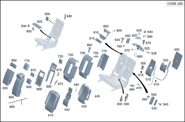 1679209601 - Rear Seat Bench: Outer Cov. , Rr Seat Backr for Mercedes-Benz: GLS450, GLS580, GLS63 AMG, Maybach GLS600 Image image