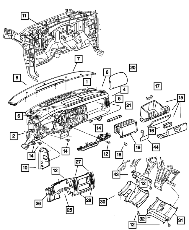 5GT03WL8AB - Instrument Panel and Radios and Consoles: Passenger Air Bag for Mopar Image