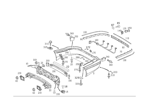 Rear Bumper for 2002 Mercedes-Benz S55 AMG #0