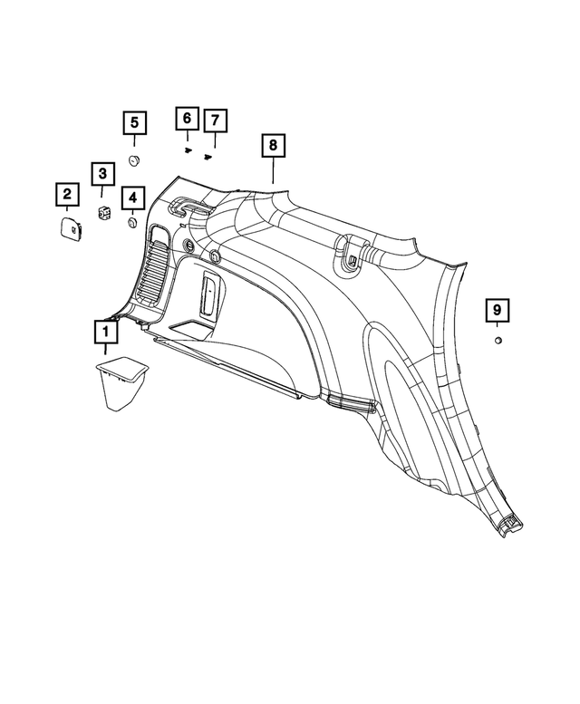 1TK07DX9AA - Interior Trim: Storage Bin for Jeep: Grand Cherokee, Grand Cherokee WK Image