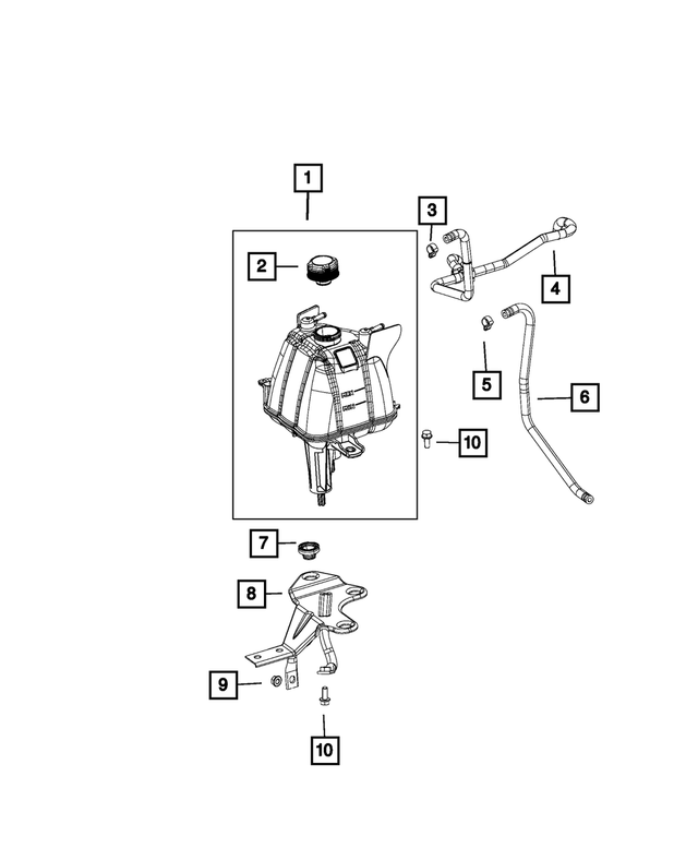 68097622AA - Cooling: Coolant Recovery Bottle Cap for Fiat: 500L | Ram: ProMaster 1500, ProMaster 2500, ProMaster 3500, ProMaster City Image