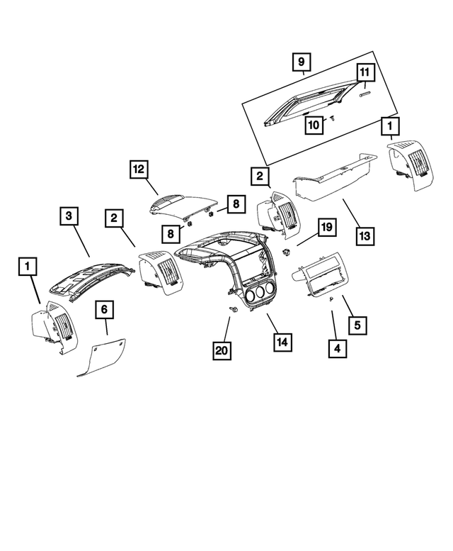 6EF55JXWAA - Interior Trim: Air Conditioning &amp; Heater Outlet, Left, Outboard for Ram: ProMaster 1500, ProMaster 2500, ProMaster 3500 Image