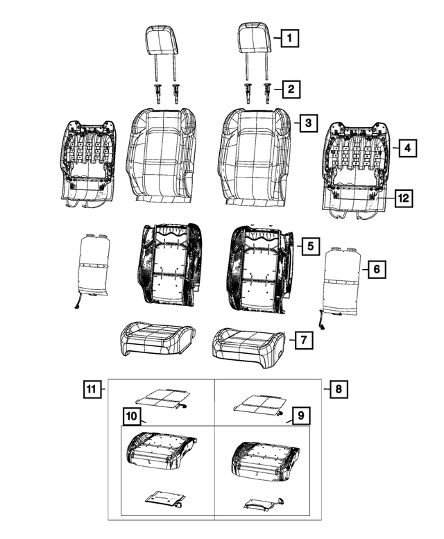 « 7AW85CV5AB – Interior Trim : Dossier De Siège Avant Couvercle, Côté Gauche pour Mopar Image »