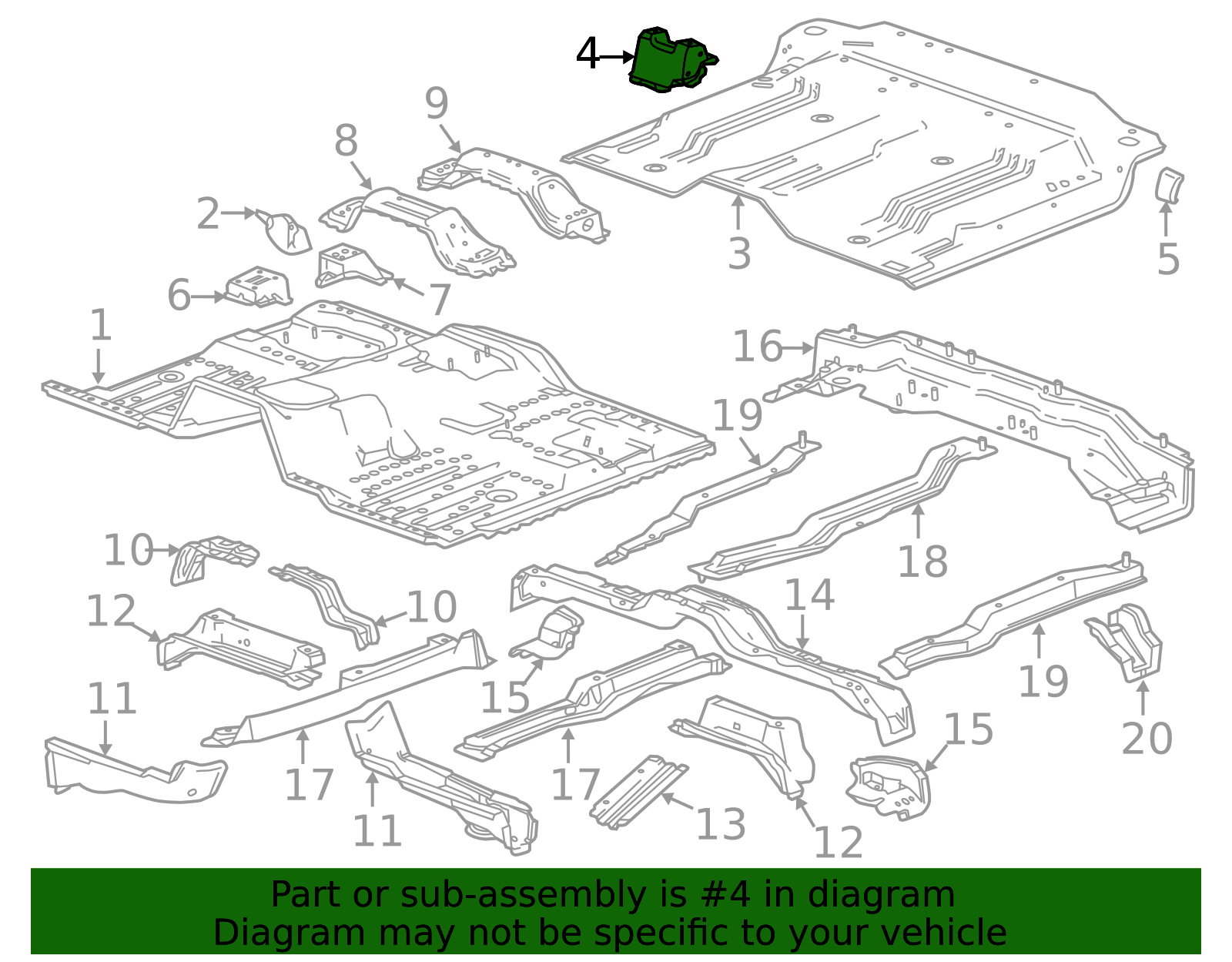 2014-2019 GM Rear Compartment Floor Panel Reinforcement 22770298 ...