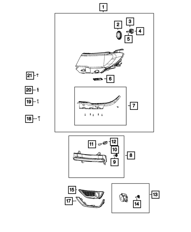55112714AG - Electrical: Headlamp, Right for Mopar Image