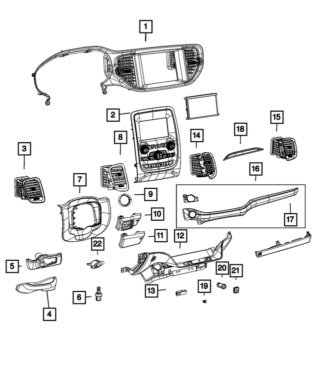 7EH081X8AA - Interior Trim: Air Conditioning &amp; Heater Outlet for Mopar Image image