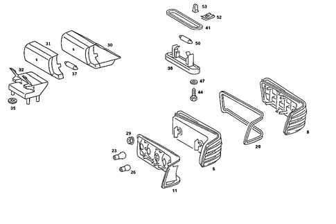Rear Lamps, Additional Stop Light, and License Plate Lamp for 1988 Mercedes-Benz 190D #1