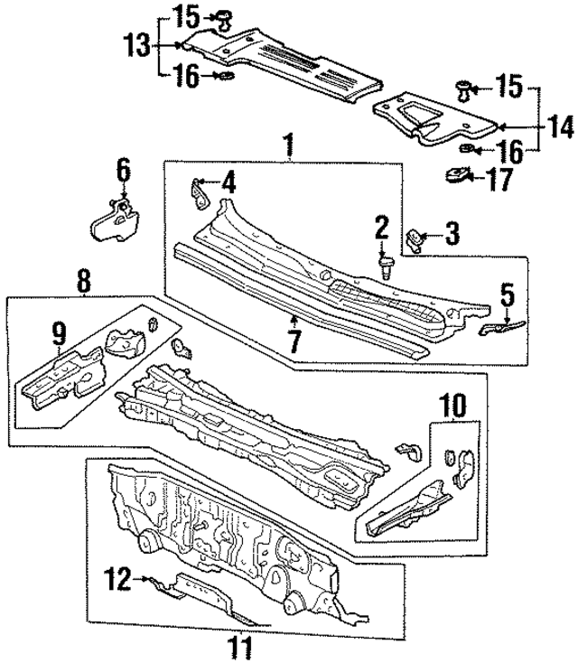 91524SE0003 - Body: Cowl Grille Clip for Acura Image