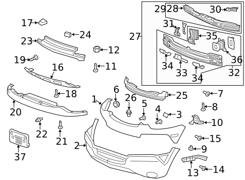 Bumper & Components - Front for 2008 Saturn Vue #0