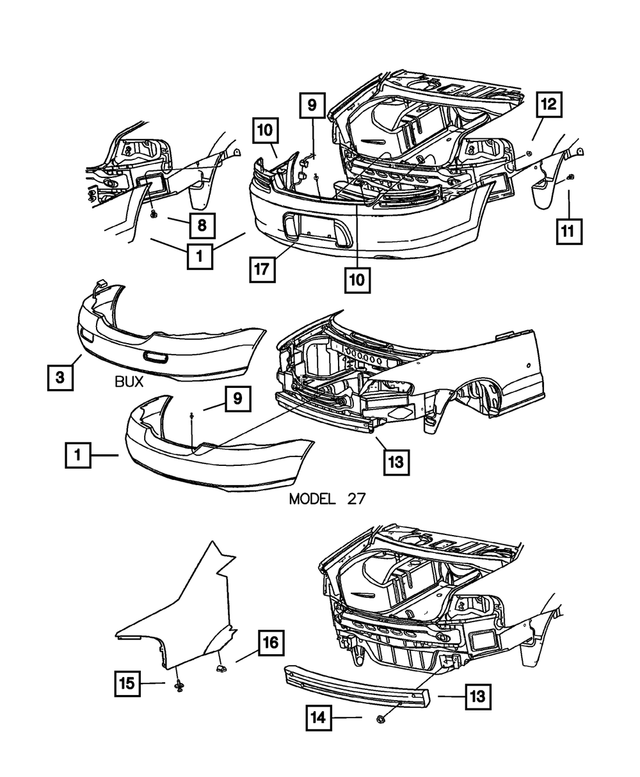 5073328AA - Frames and Bumpers: Rear Fascia for Mopar Image image