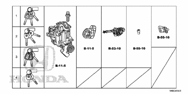Key Cylinder Set for 2015 Honda Civic #0