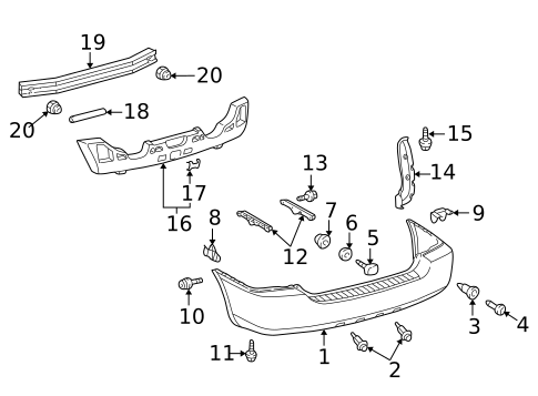 Bumper & Components - Rear for 2001 Toyota Highlander #0