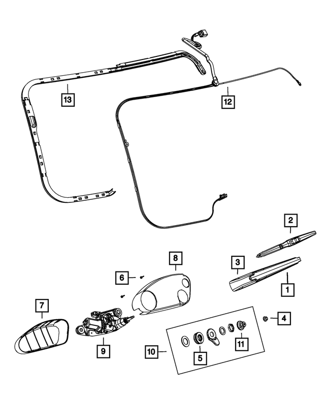 55079208AA - Electrical: Liftgate Wiper Motor Bezel for Mopar Image