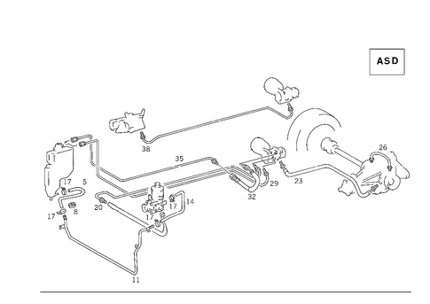 Line Arrangement in Case of Self-Levelling Device & a S D for 1993 Mercedes-Benz 600SL #1