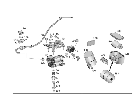 Compressor, Pressure Reservoir and Valve Unit for 2015 Mercedes-Benz ML250 #0