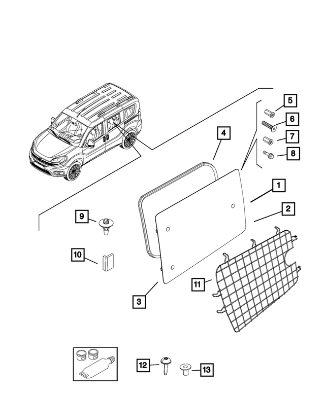 68261909AA - Glass: Rear Door Glass for Mopar Image