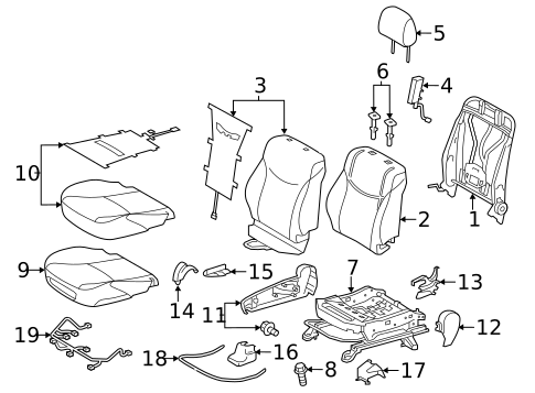 Passenger Seat Components for 2015 Toyota Prius V #0