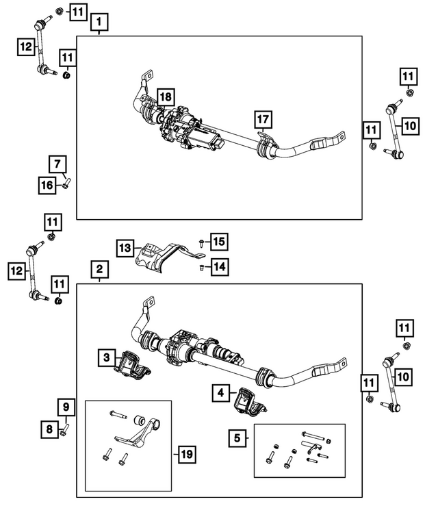 68525225AB - Front Suspension: Stabilizer Bar Bracket for Mopar Image