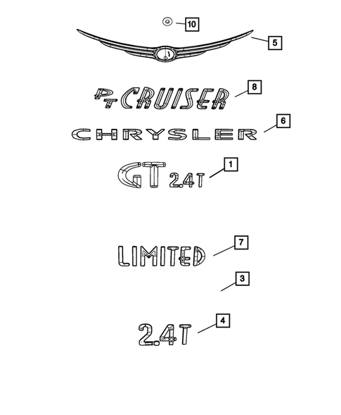 Nameplates for 2009 Chrysler PT Cruiser #0