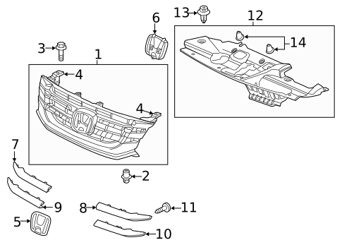 Grille & Components for 2014 Honda Odyssey #0