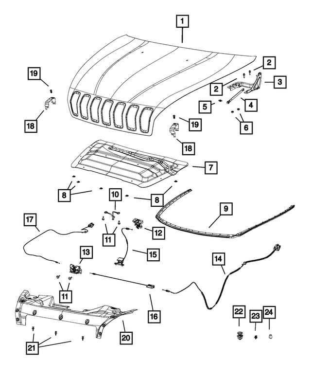 « 55347225 – Body Sheet Metal Except Doors : Capot Butoir pour Mopar Image »
