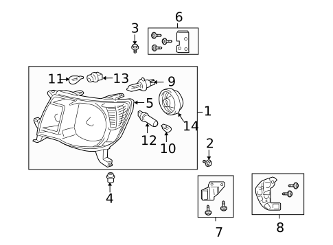 Headlamp Components for 2006 Toyota Tacoma #0