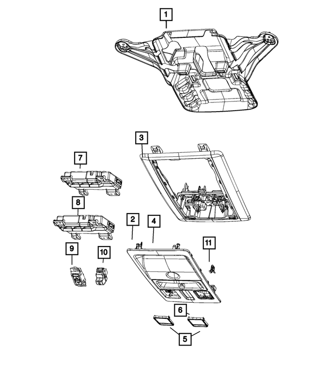 6AE52DX9AA - : Overhead Console Housing for Mopar Image