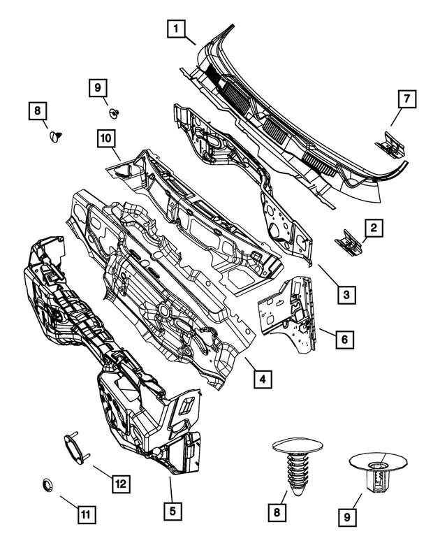 55275789AI - Body Sheet Metal Except Doors: Cowl And Plenum Panel for Mopar Image image