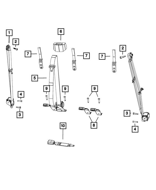6TB141X7AA - Restraints: Rear Center Shoulder Seat Belt for Mopar Image