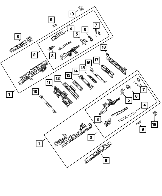 68491421AB - Body Sheet Metal Except Doors: Rear Rail, Left for Mopar Image image