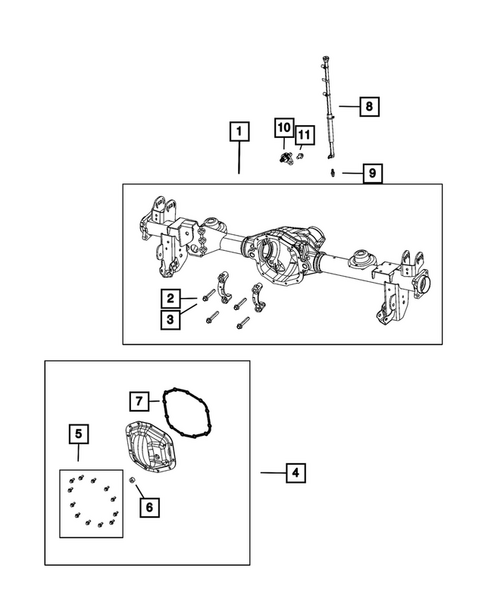 Rear Axle: Housing, Differential and Vent for 2025 Jeep Wrangler #1