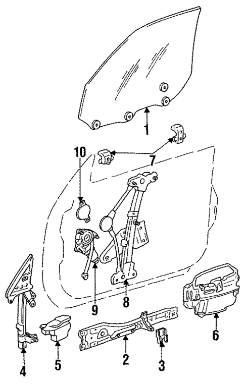Glass - Front Door for 1992 Lexus ES300 #0
