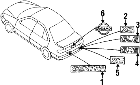 Exterior Trim - Trunk for 1995 Nissan Sentra #0