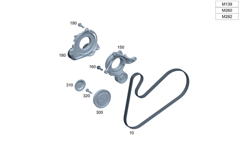 Belt, Belt Tensioner, Guide Pulley for 2021 Mercedes-Benz GLA45 AMG #0