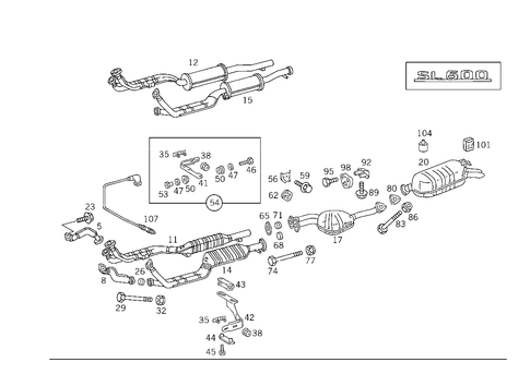 Exhaust System Used on Twelve-Cylinder Gasoline Vehicles for 1993 Mercedes-Benz 600SL #1