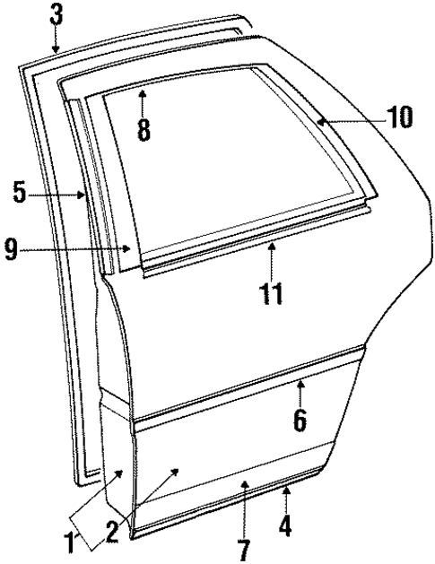Exterior Trim - Rear Door for 1990 Dodge Dynasty #0