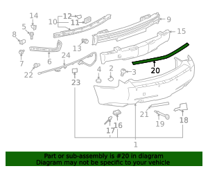 2010-2014 Cadillac CTS Rear Bumper Fascia Molding 25829906 | OEM Parts ...