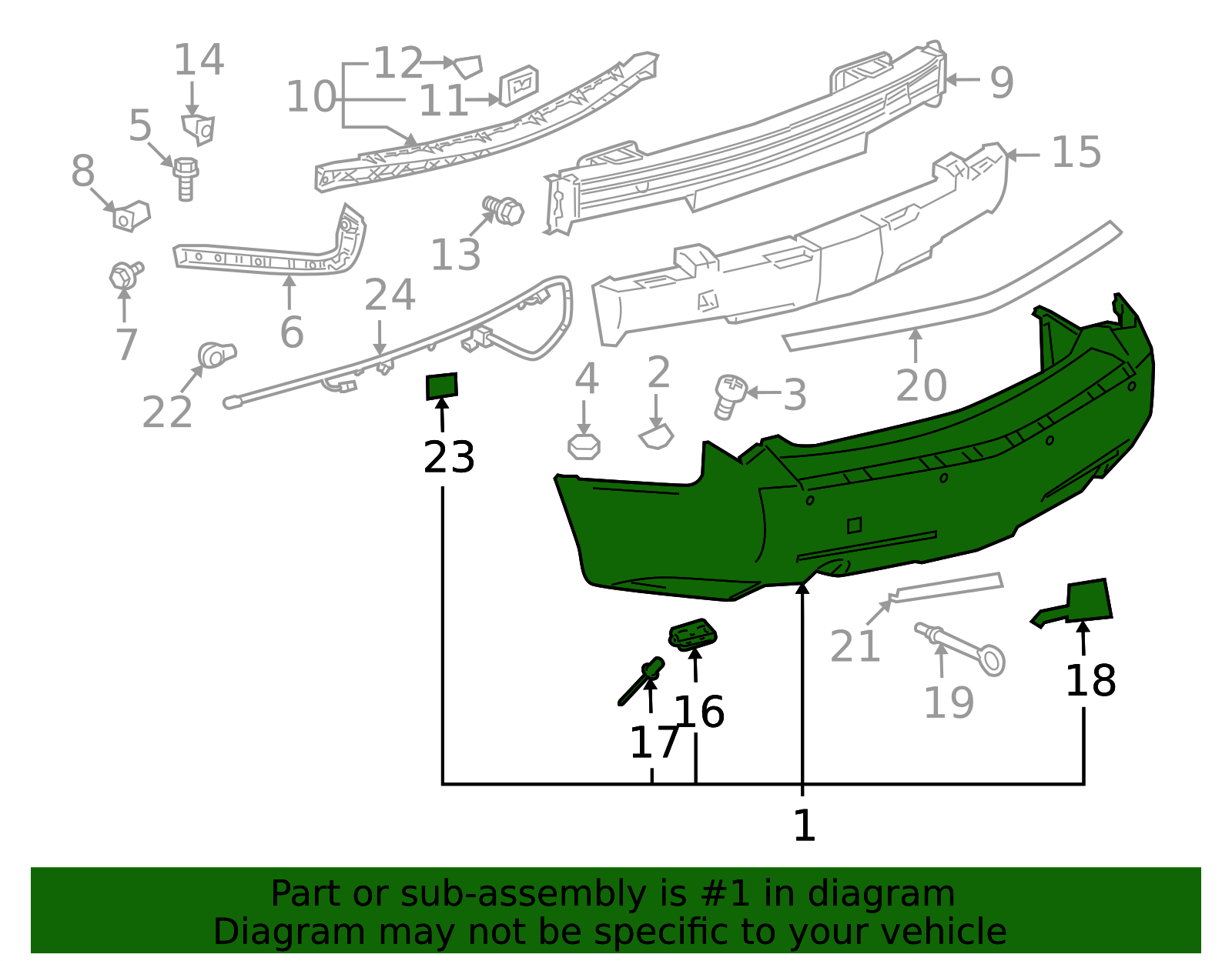 2012-2014 Cadillac CTS Rear Bumper Cover 22816693 | TascaParts.com