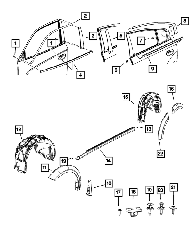 68040034AE - Exterior Ornamentation: Front Door Belt Weatherstrip, Right Inner for Mopar Image