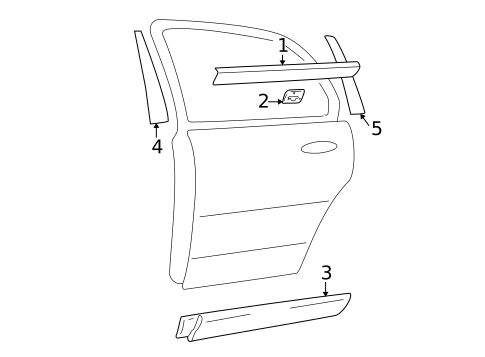 Exterior Trim - Rear Door for 2001 Hyundai Santa Fe #0