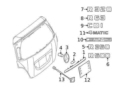 Exterior Trim - Lift Gate for 2007 Mercedes-Benz R 63 AMG&reg; #0