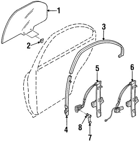 Glass - Rear Door for 1998 Kia Sephia #0