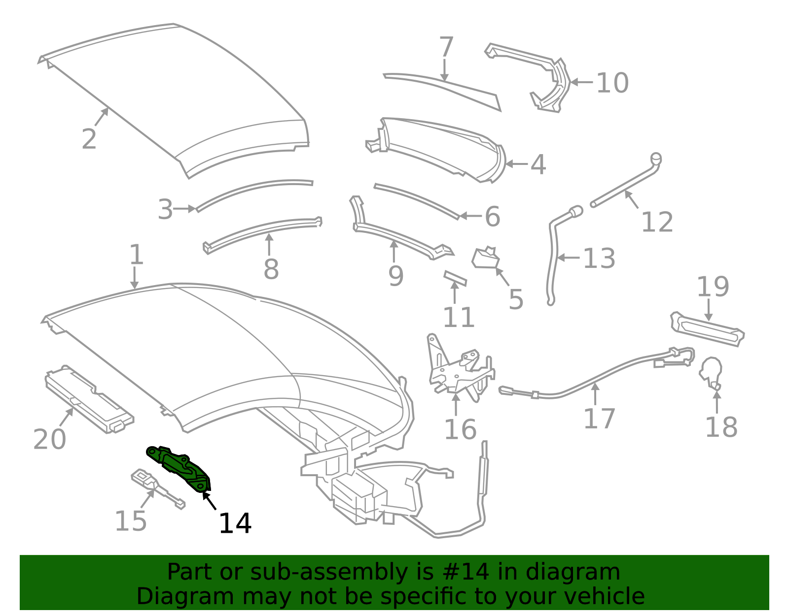 2013-2020 Mercedes-Benz Convertible Top Lock Pad 172-790-04-00