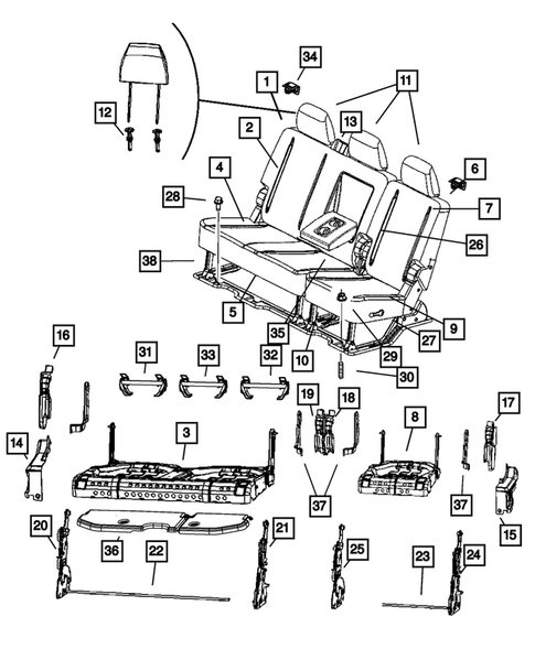 Rear Seats - Second Row for 2011 Ram 3500 #11