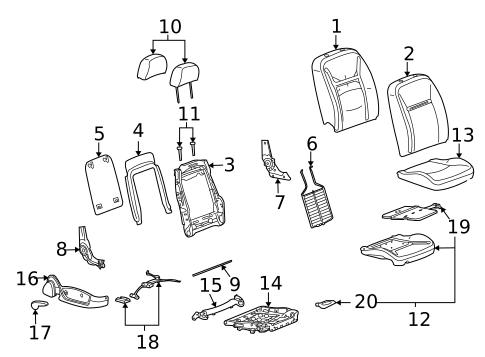 Passenger Seat Components for 2010 Chevrolet Impala #1