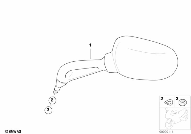 51167653774 - Body Equipment: Right Rear View Mirror -  for BMW-Motorrad Image